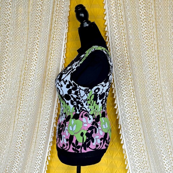Retro Floral Sleeveless Magic Popcorn Bubble Crinkle Top One Size - Picture 6 of 9